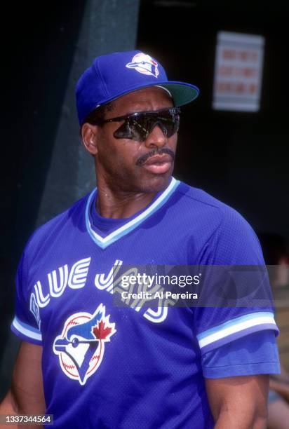 Outfielder Dave Winfield of the Toronto Blue Jays is shown in the game between the Toronto Blue Jays and the Baltimore Orioles at Camden Yards on...