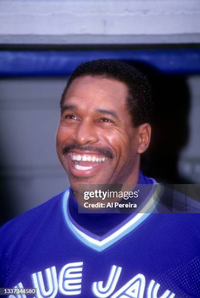 Outfielder Dave Winfield of the Toronto Blue Jays is shown in the game between the Toronto Blue Jays and the Baltimore Orioles at Camden Yards on...