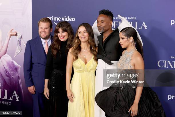 James Corden, Idina Menzel, Kay Cannon, Billy Porter, and Camila Cabello attend the Los Angeles Premiere of Amazon Studios' "Cinderella" at The Greek...