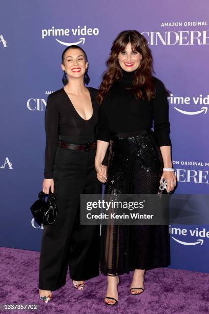 Laura Veltz and Idina Menzel attend the Los Angeles Premiere of Amazon Studios' "Cinderella" at The Greek Theatre on August 30, 2021 in Los Angeles,...