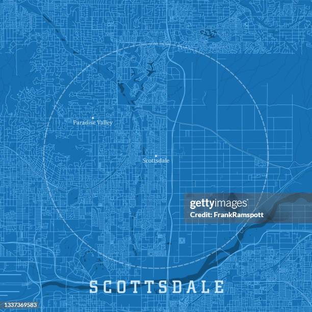 ilustraciones, imágenes clip art, dibujos animados e iconos de stock de scottsdale az city vector road map texto azul - scottsdale arizona