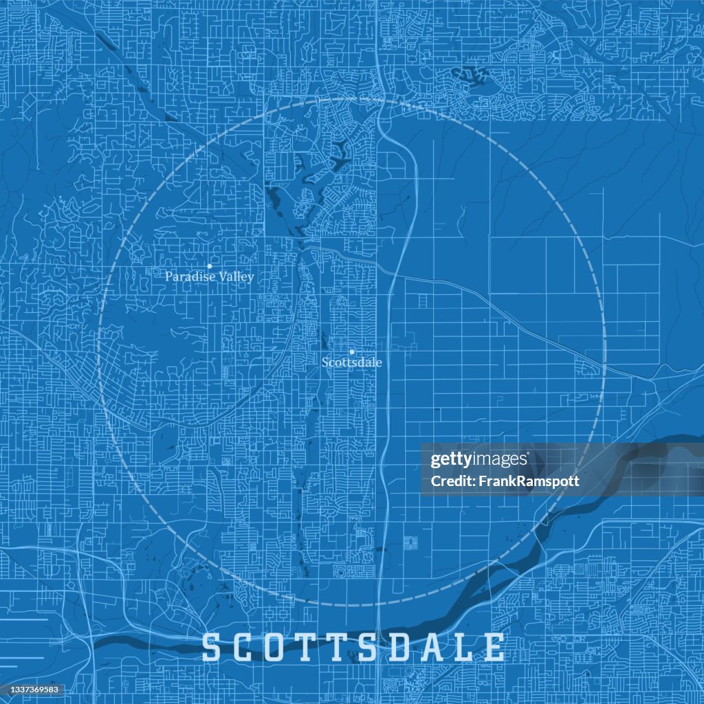 Scottsdale AZ City Vector Road Map Texte bleu