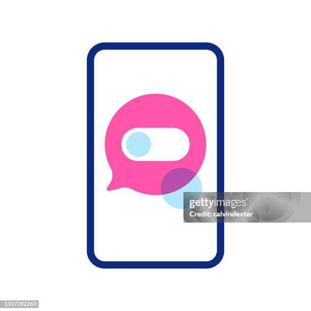 smart phone speech bubble and design element - turning on or off stock illustrations