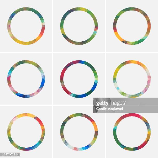 minimalism colorful circle icon collection for design - square ring stock illustrations