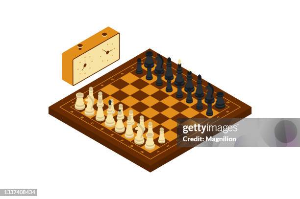 chess isometric vector - chess board stock illustrations