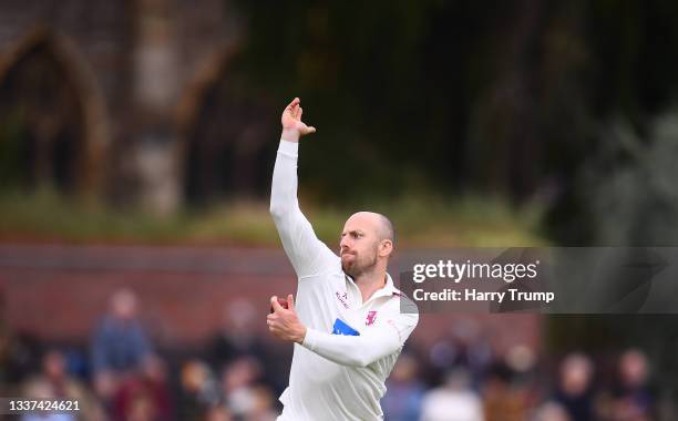 Jack Leach of Somerset looks on during Day Two of the LV= County Championship match between Somerset and Nottinghamshire at The Cooper Associates...