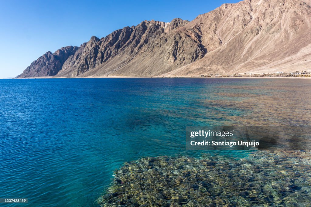 The turquoise waters around Dahab in the Red sea