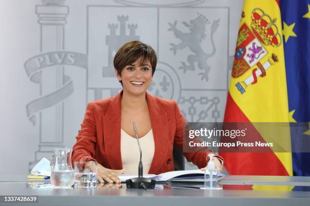 The Minister of Territorial Policy and Government Spokesperson, Isabel Rodriguez Garcia, at a press conference following the Council of Ministers, on...