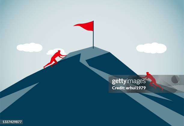 competition - mountain summit flag stock illustrations