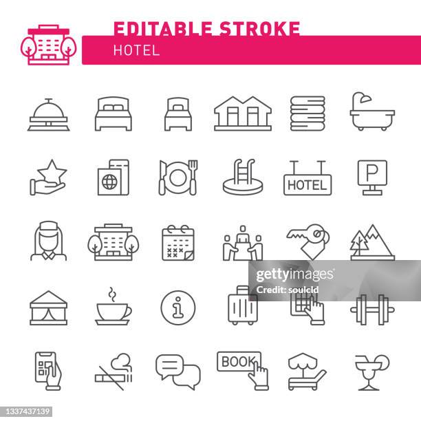 hotel ikonen - gastronomiebetrieb stock-grafiken, -clipart, -cartoons und -symbole