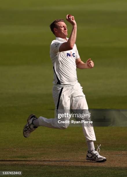 Steve Patterson of Yorkshire bowls during day two of the LV= Insurance County Championship match between Hampshire and Yorkshire at The Ageas Bowl on...