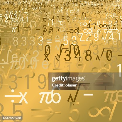 One Random Math Sign Random Math Symbols And Digits On Metal Surface High-Res Vector Graphic ...