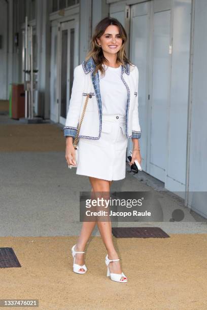 Penelope Cruz is seen arriving at the 78th Venice International Film Festival on August 31, 2021 in Venice, Italy.