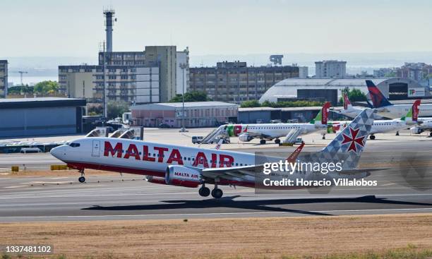 Malta Air Boeing 737-8-200 MAX takes off from Lisbon Humberto Delgado International Airport on the last day of August, coinciding with the end of...