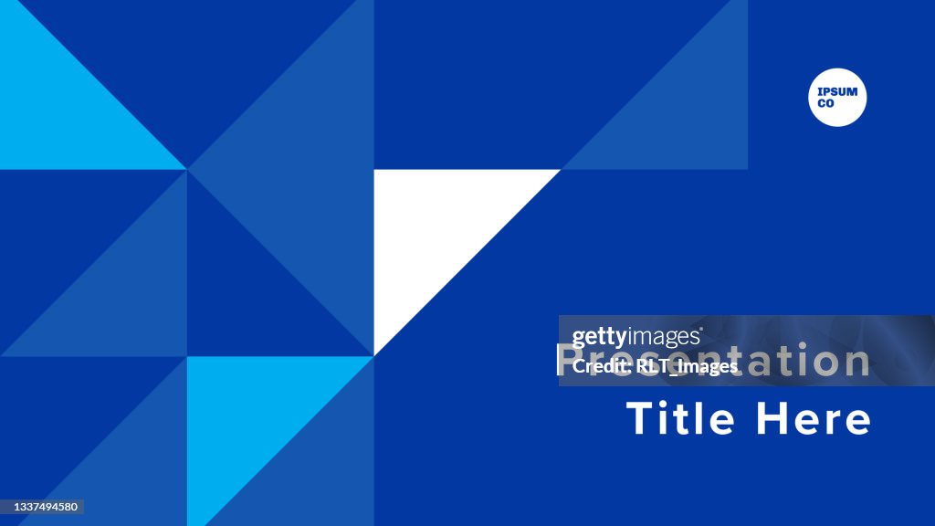Presentation title slide design template with geometric triangle graphics