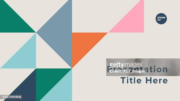 ilustrações de stock, clip art, desenhos animados e ícones de presentation title slide design template with geometric triangle graphics - triangle shape