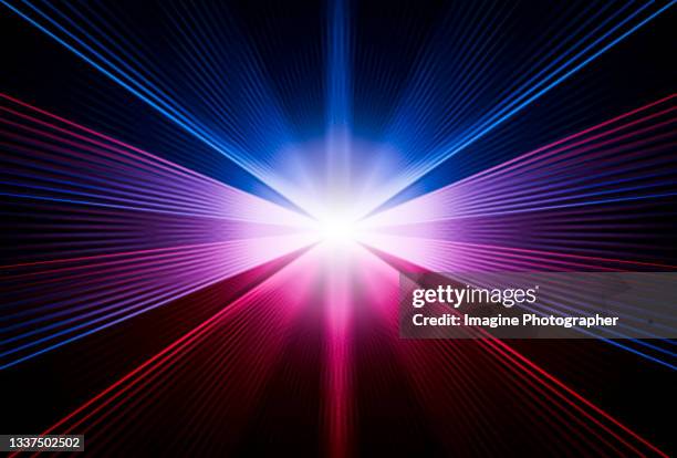 abstract, multicolored laser lighting  graphics on black background. - デジタル　イメージ ストックフォトと画像