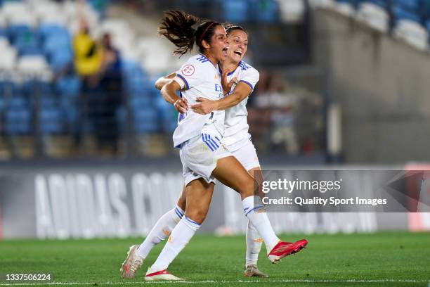 Kenti Robles of Real Madrid celebrates after scoring her team's first goal during the Women's Champions League match between Real Madrid and...