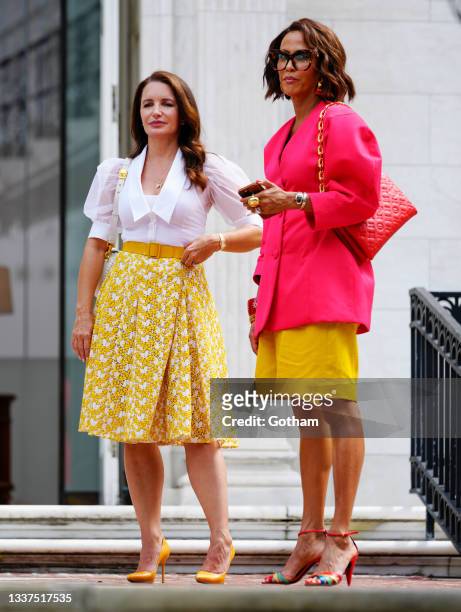 Kristin Davis and Nicole Ari Parker on location for 'And Just Like That' on August 31, 2021 in New York City.