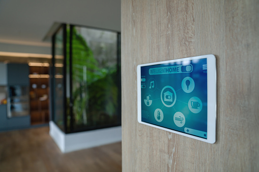 Close-up on a home automation system at an intelligent house