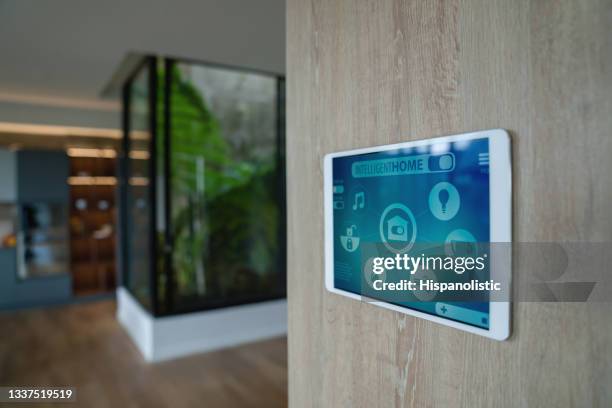 close-up on a home automation system at an intelligent house - domotic bildbanksfoton och bilder