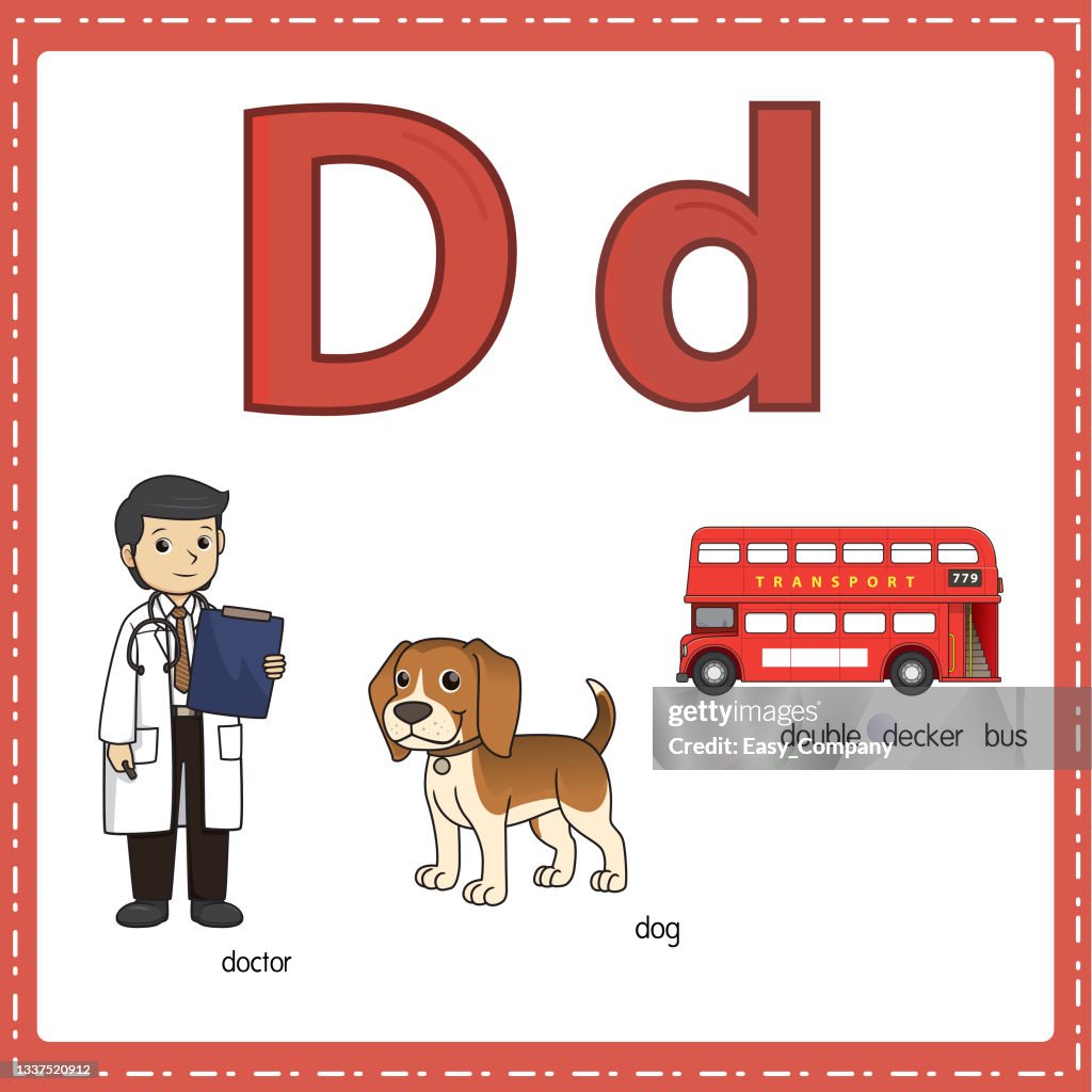 Ilustración Vectorial Para Aprender La Letra D Tanto En Minúsculas Como En Mayúsculas Para Niños Con 3 Imágenes De Dibujos Animados Autobús Doctor Dog De Dos Pisos Ilustración de stock - Getty Images Ilustración Vectorial Para Aprender La Letra D Tanto En Minúsculas Como En Mayúsculas Para Niños Con 3 Imágenes De Dibujos Animados Autobús Doctor Dog De Dos Pisos Ilustración de stock - Getty Images