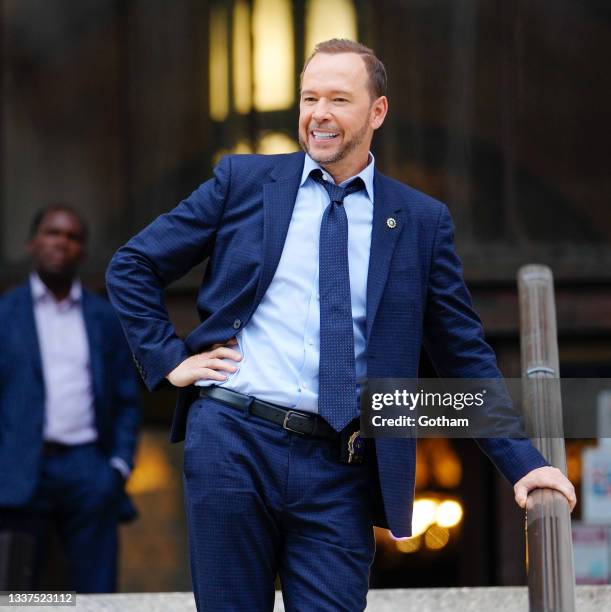 Donnie Wahlberg on location for 'Blue Bloods' on August 31, 2021 in New York City.