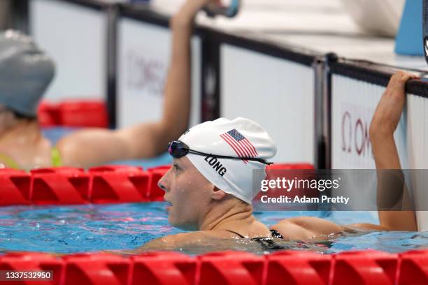 Jessica Long of Team United States competes in the Women's 100m Breaststroke - SB7 Heat 1 on day 8 of the Tokyo 2020 Paralympic Games at Tokyo...