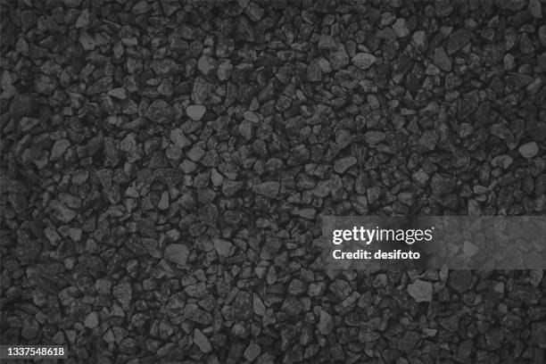 empty blank black or dark grey coloured pebbles gravel road horizontal vector backgrounds with small stones pattern allover like a road - gravel stock illustrations