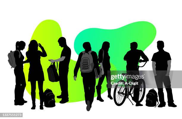 stockillustraties, clipart, cartoons en iconen met highschool group of students - grote groep mensen