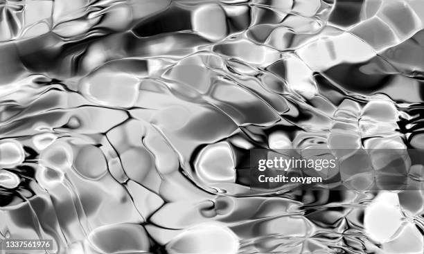 abstract fluid black and white flowing chromatic holographic abstract metal background - cromo foto e immagini stock