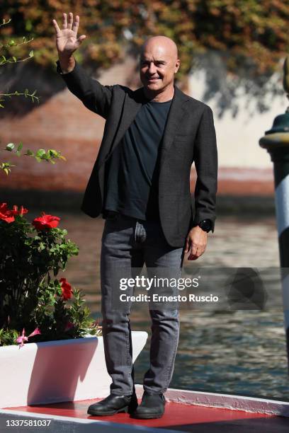 Luca Zingaretti is seen arriving at the 78th Venice International Film Festival on September 01, 2021 in Venice, Italy.