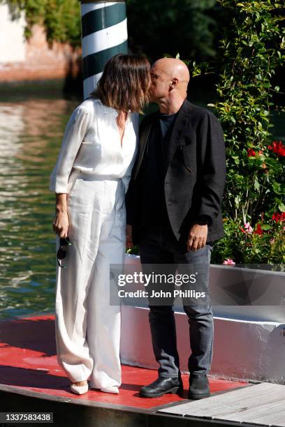 Luisa Ranieri and Luca Zingaretti are seen arriving at the 78th Venice International Film Festival on September 01, 2021 in Venice, Italy.