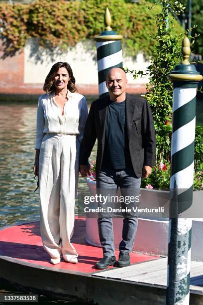 Luisa Ranieri and Luca Zingaretti are seen arriving at the 78th Venice International Film Festival on September 01, 2021 in Venice, Italy.