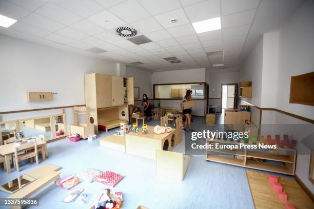 The teachers prepare one of the classrooms of the Parque de los Ingenieros Nursery School, on 1 September 2021, in Madrid, Spain. During the visit,...