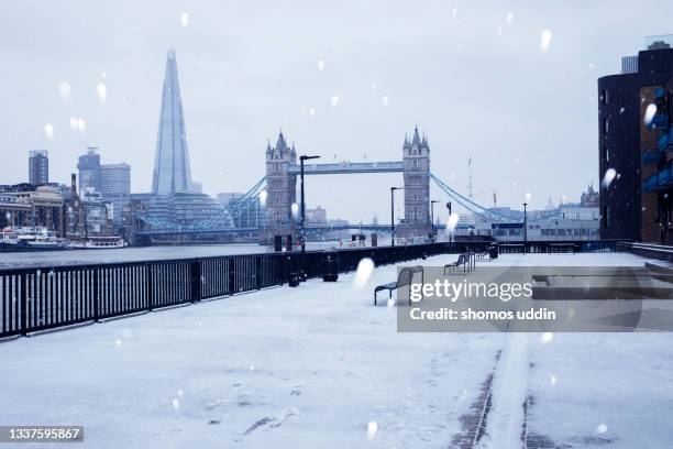 london city in winter snow - europe winter ストックフォトと画像