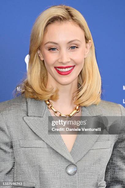 Venezia78 Jury member Sarah Gadon attends the photocall of the jury during the 78th Venice International Film Festival on September 01, 2021 in...