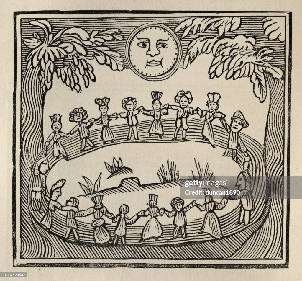 Qui la vecchia danza delle streghe, La strega dei boschi, illustrazione xilografia