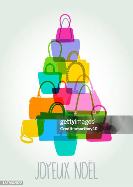 hand bag christmas tree - tote stock illustrations