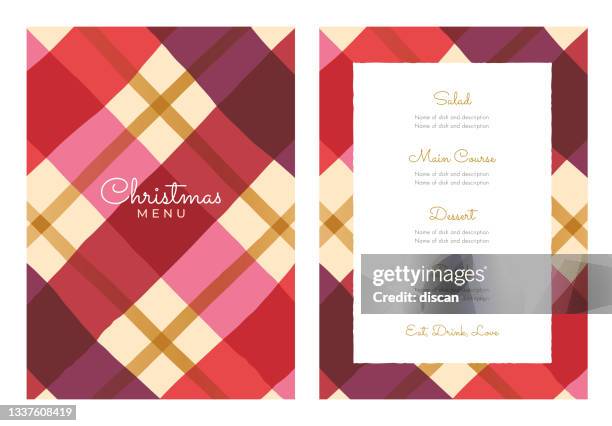 illustrations, cliparts, dessins animés et icônes de modèle de menu de noël. - tartan