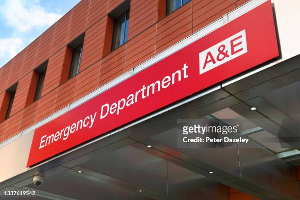 View of the sign at the Royal London Hospital, Accident and Emergency Department on August 25,2021 in London, United Kingdom.