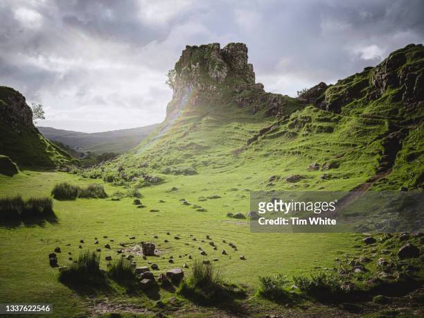 fairy glen, isle of skye, scotland, uk - 06/25/2021 - stone circle stock pictures, royalty-free photos & images