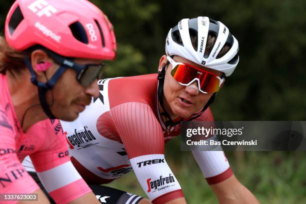 Mitchell Docker of Australia and Team EF Education - Nippo and Toms Skujins of Latvia and Team Trek - Segafredo compete during the 17th Benelux Tour...