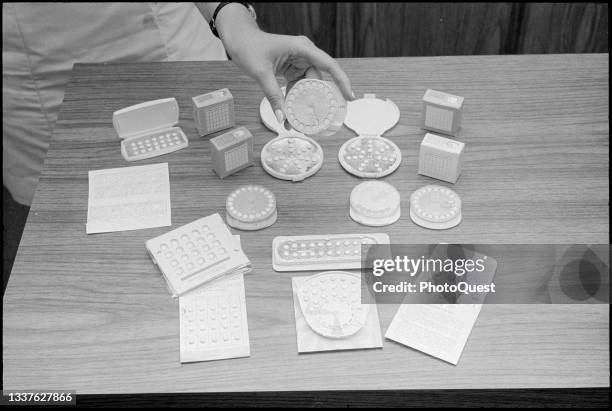 Display of various birth control pill packages, Washington DC, May 22, 1968.