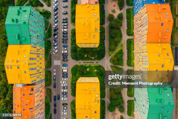 rainbow houses aerial view - ukraine village stock pictures, royalty-free photos & images
