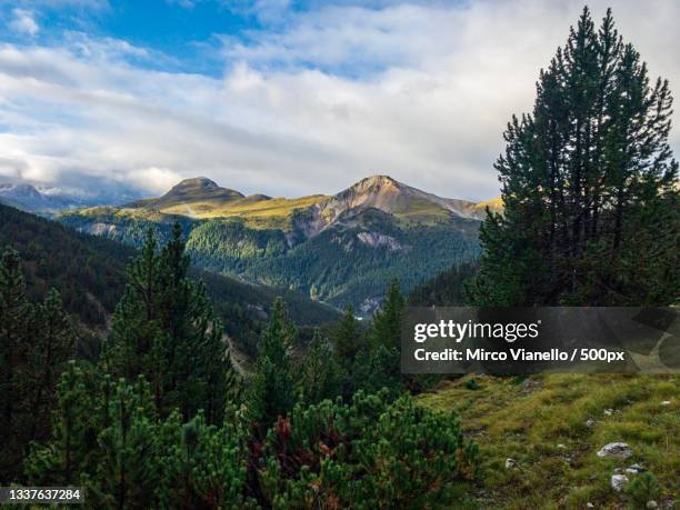 scenic view of mountains against sky,zernez,switzerland - graubunden canton stock pictures, royalty-free photos & images