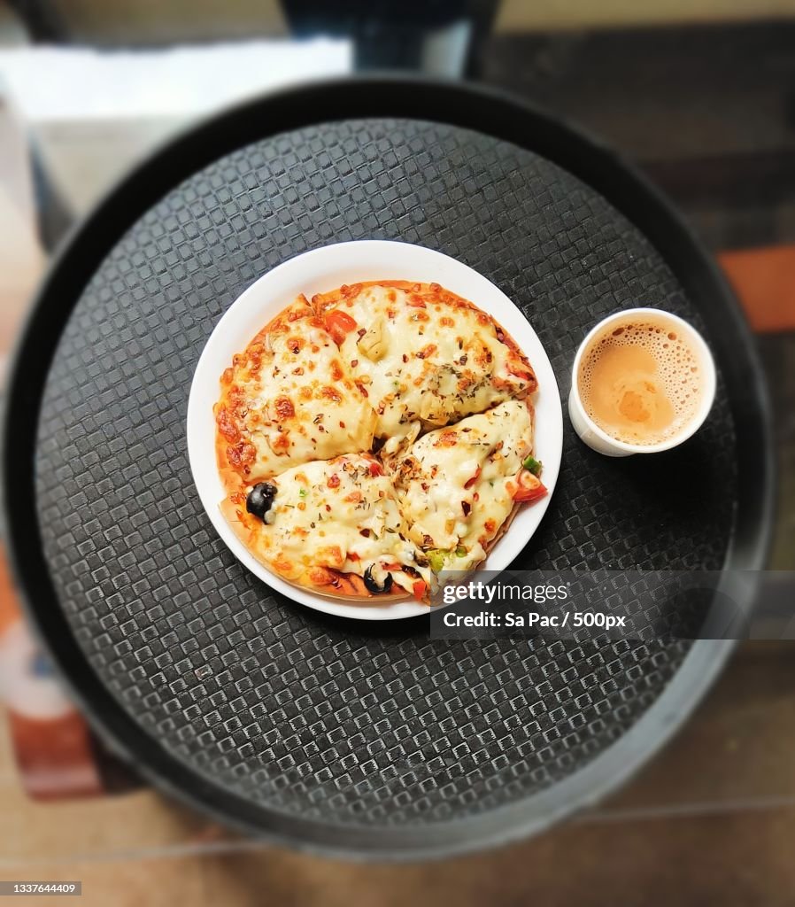 High angle view of food in bowl on table
