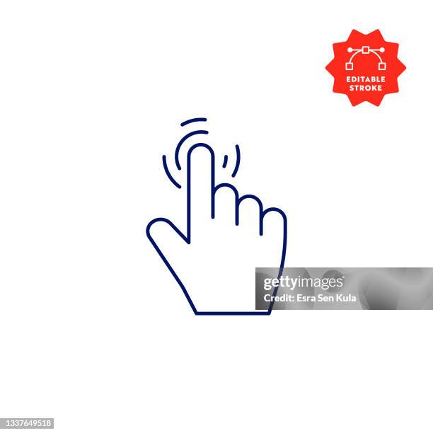 illustrations, cliparts, dessins animés et icônes de cliquez sur l’icône de la main avec un contour modifiable - objet fabriqué par l'homme
