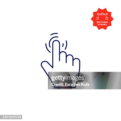 Click Hand Icon with Editable Stroke Click Hand Icon with Editable Stroke