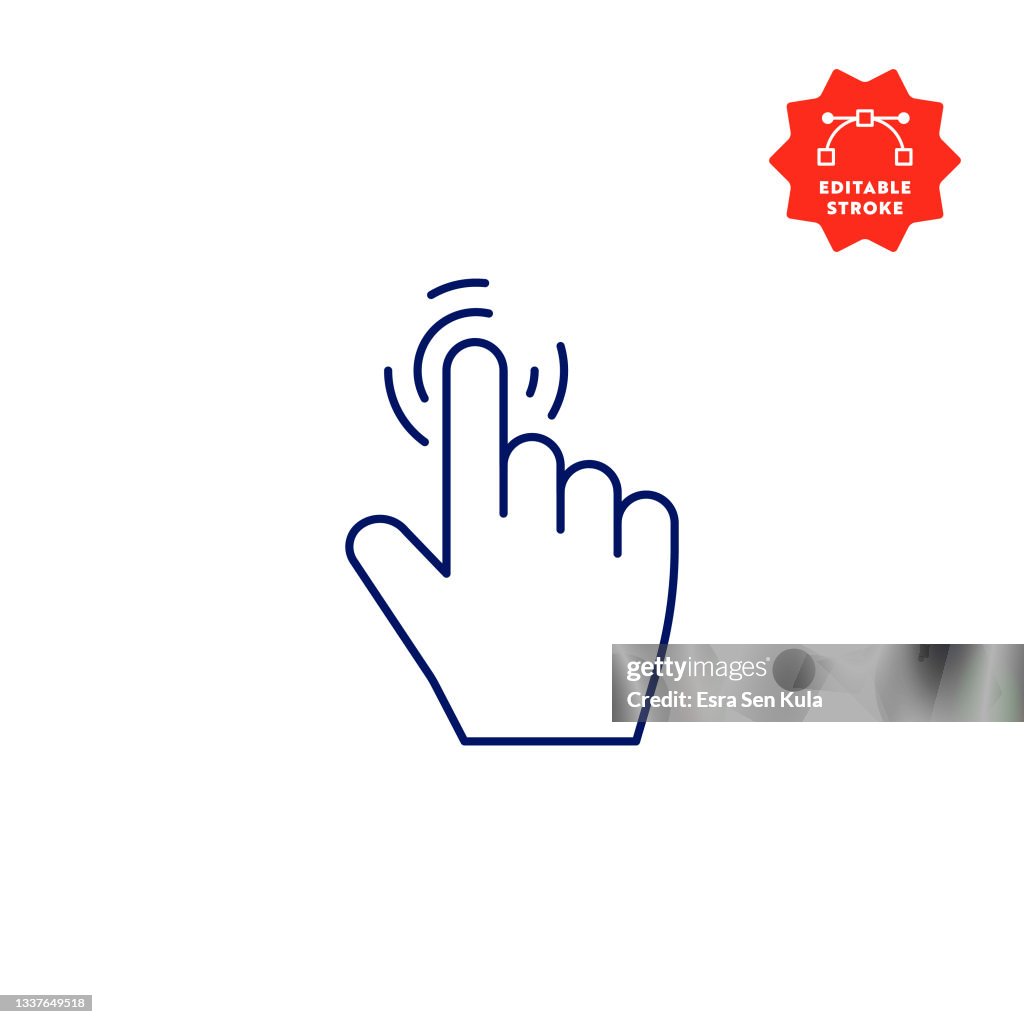 Click Hand Icon with Editable Stroke